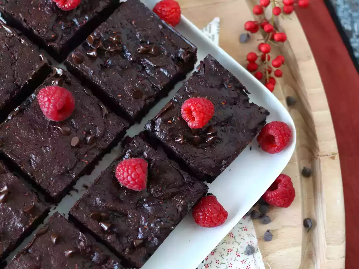 Chocolade-frambozen brownie, pure verwennerij! - foto 6