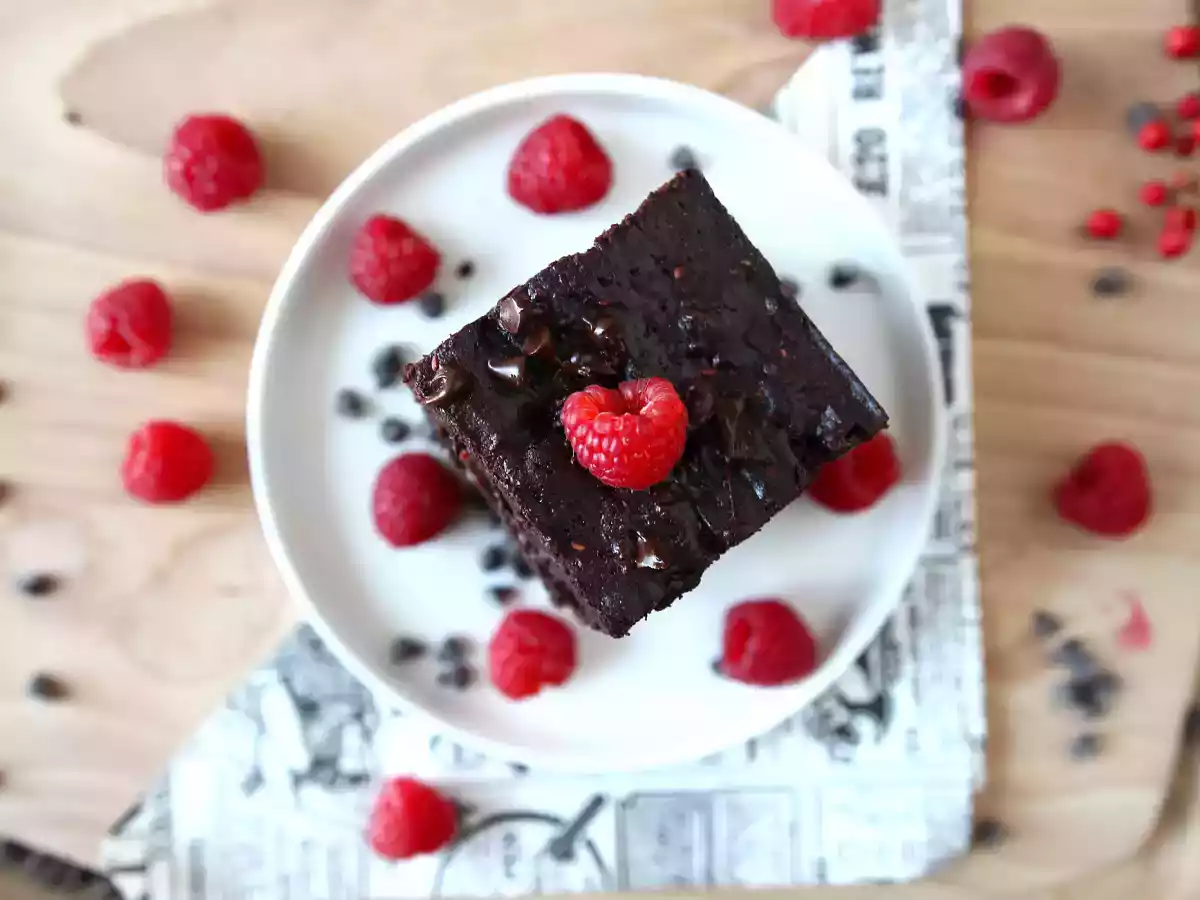 Chocolade-frambozen brownie, pure verwennerij! - foto 7