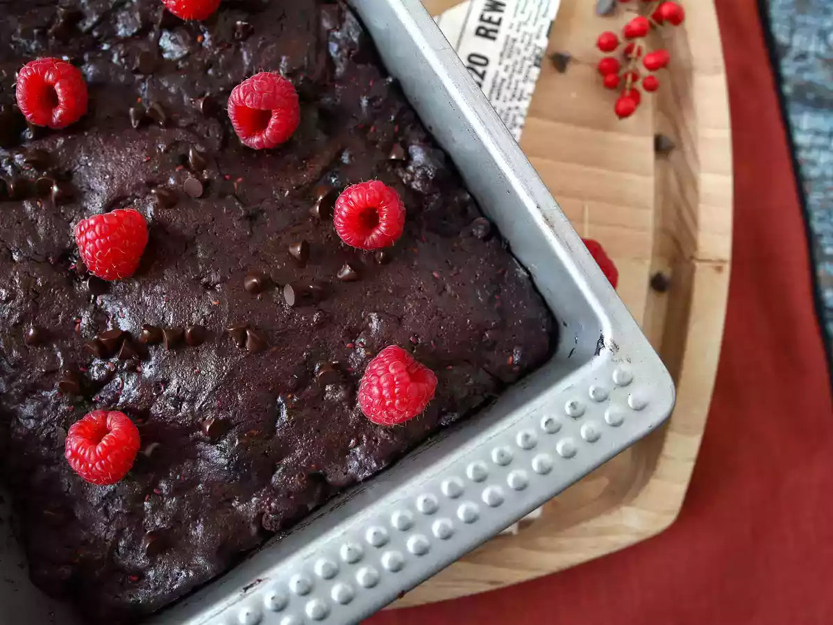 Chocolade-frambozen brownie, pure verwennerij! - foto 8