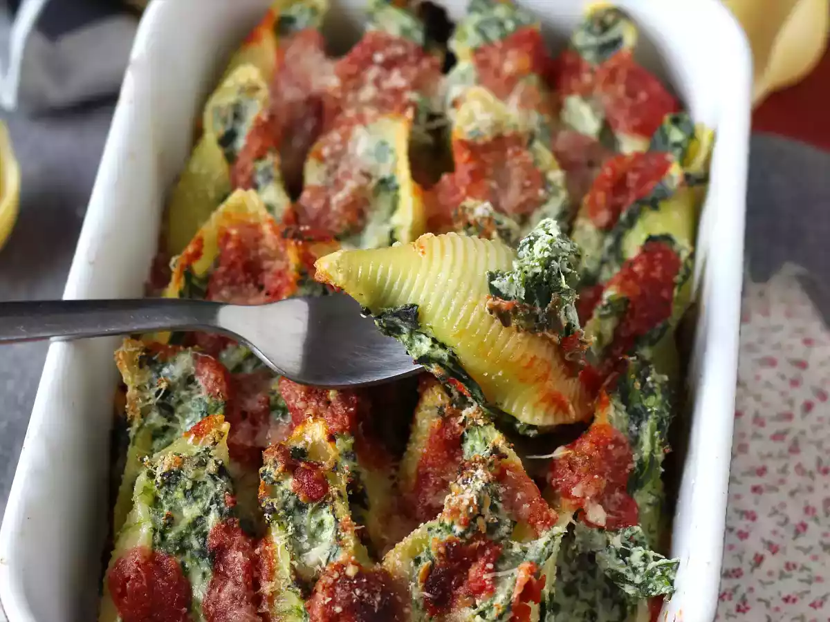 Conchiglioni gevuld met ricotta en spinazie: een onweerstaanbaar gebakken vegetarisch gerecht - foto 2