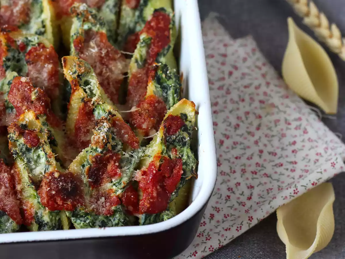 Conchiglioni gevuld met ricotta en spinazie: een onweerstaanbaar gebakken vegetarisch gerecht - foto 4