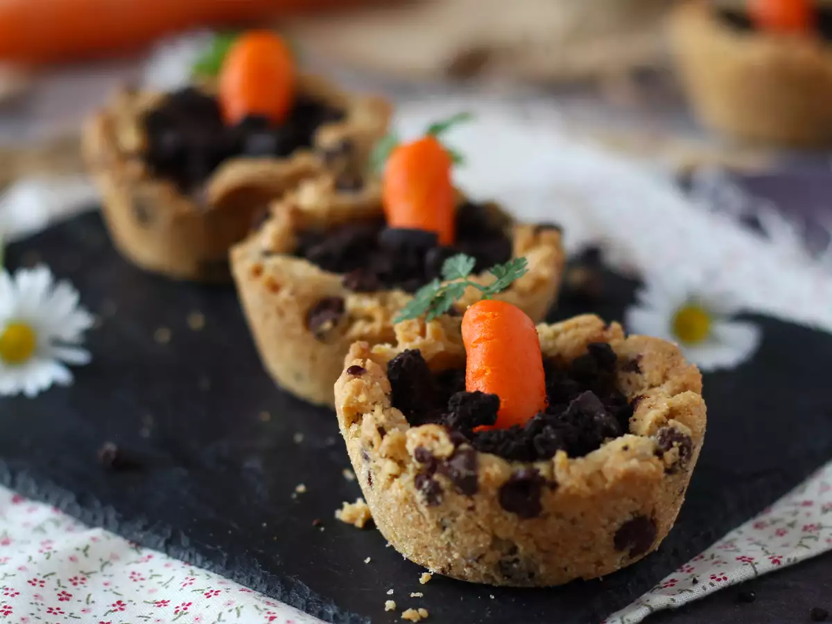 Cookiecups gevuld met chocoladeganache, als kleine wortelpotjes - foto 3