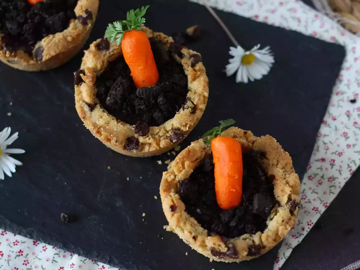 Cookiecups gevuld met chocoladeganache, als kleine wortelpotjes - foto 4
