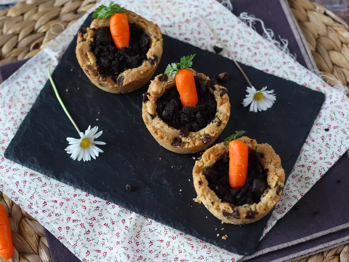 Cookiecups gevuld met chocoladeganache, als kleine wortelpotjes - foto 5