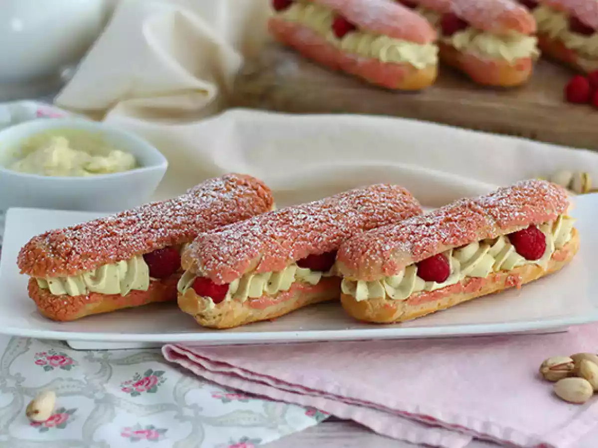 Eclairs met pistachecrème en frambozen - foto 2