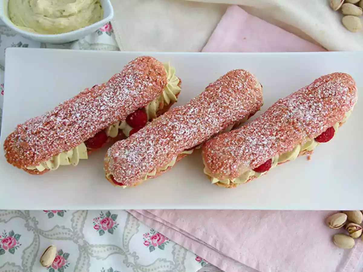 Eclairs met pistachecrème en frambozen - foto 3