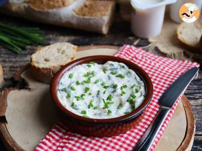 Faux-mage frais knoflook en kruiden (de veganistische kaas op sojabasis!)