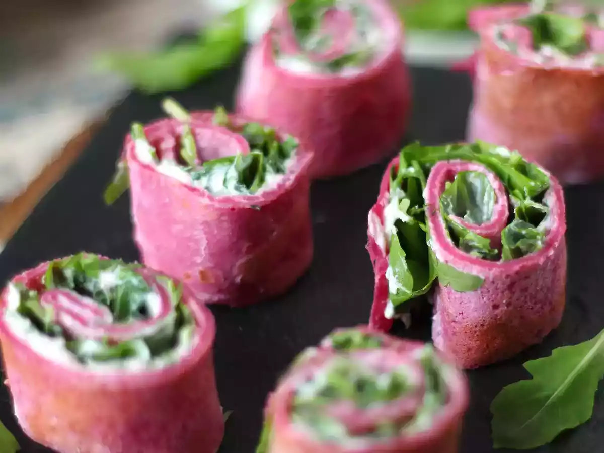 Flensjes van rode biet met ricotta en rucola - foto 2