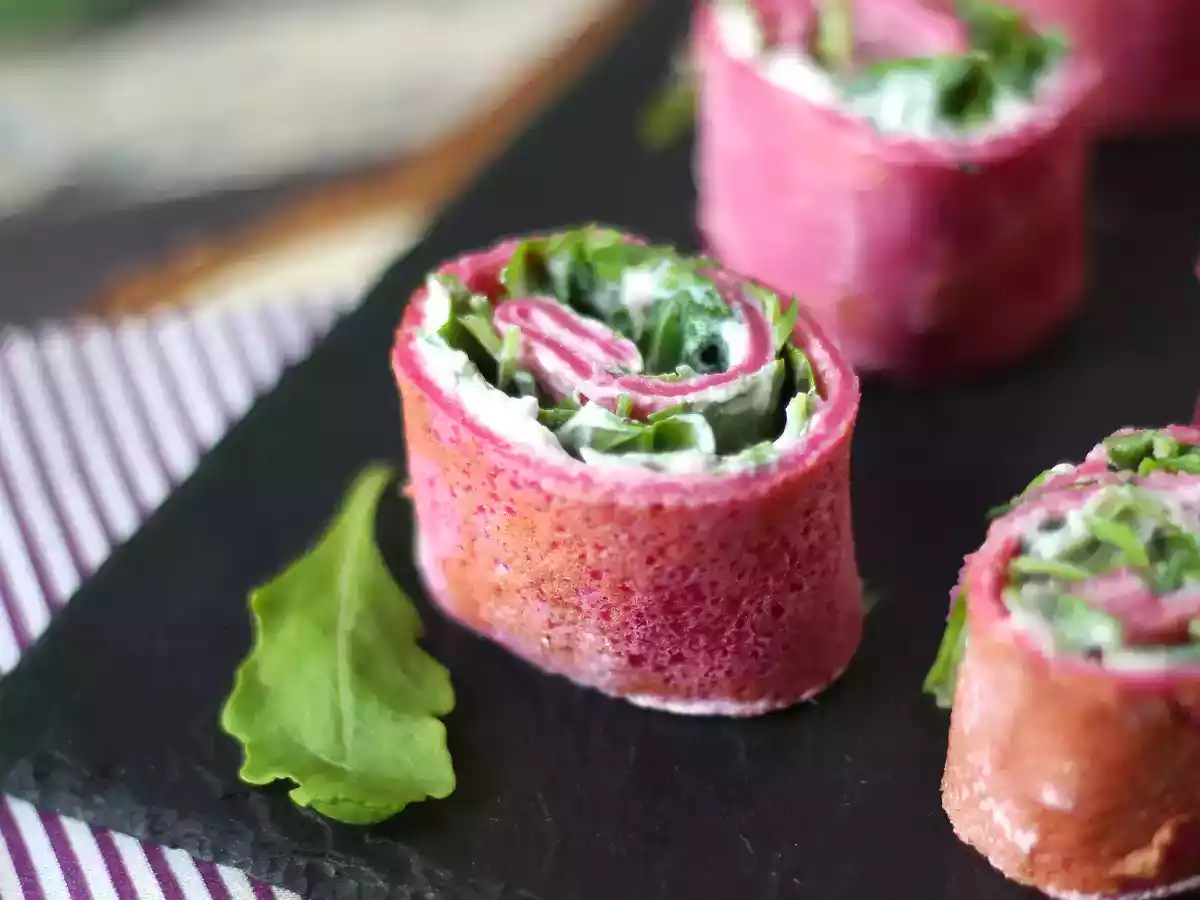 Flensjes van rode biet met ricotta en rucola - foto 3