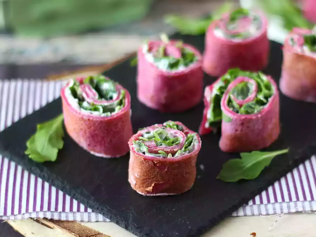 Flensjes van rode biet met ricotta en rucola - foto 4
