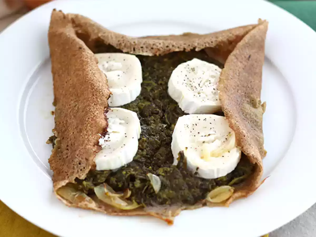 Galette met geitenkaas en spinazie