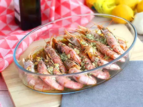 Recept Gamba's uit de oven met knoflook en kruiden