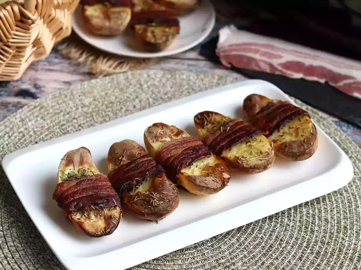 Gebakken aardappelen omwikkeld met gerookt spek - foto 4