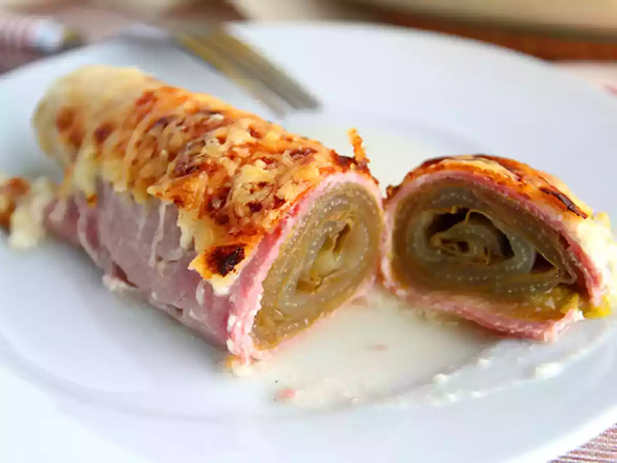 Gegratineerde andijvie met ham