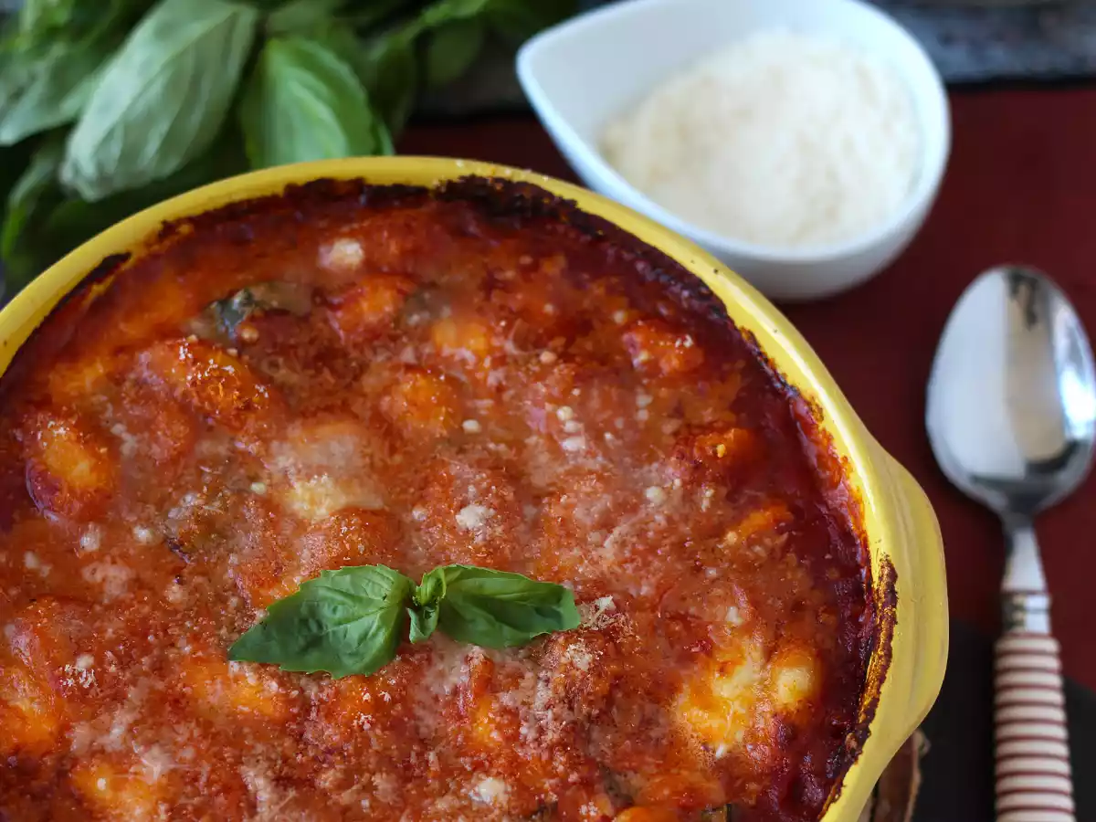 Gegratineerde gnocchi met tomaat en mozzarella - gnocchi alla sorrentina in de oven - foto 3
