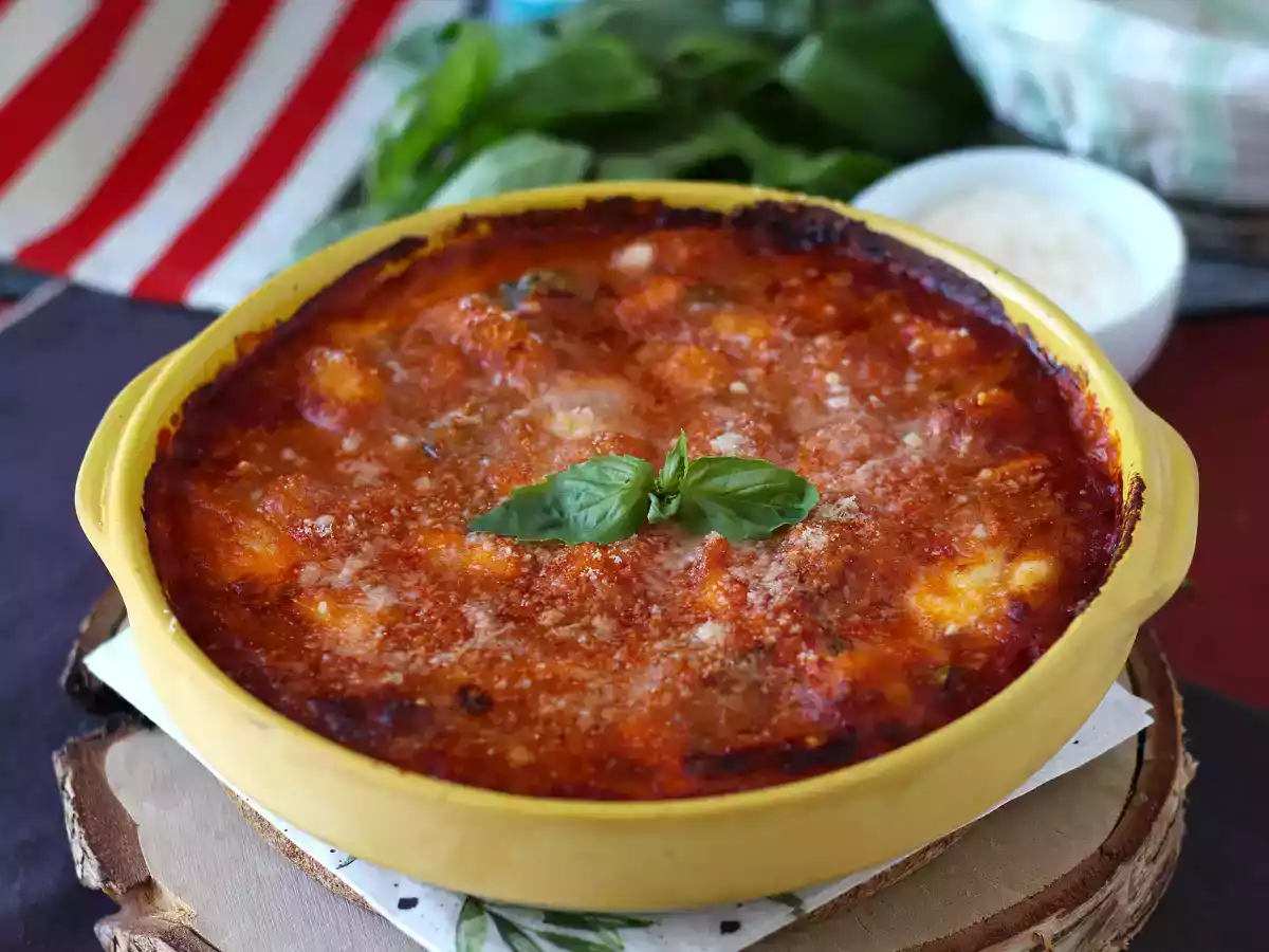 Gegratineerde gnocchi met tomaat en mozzarella - gnocchi alla sorrentina in de oven - foto 4
