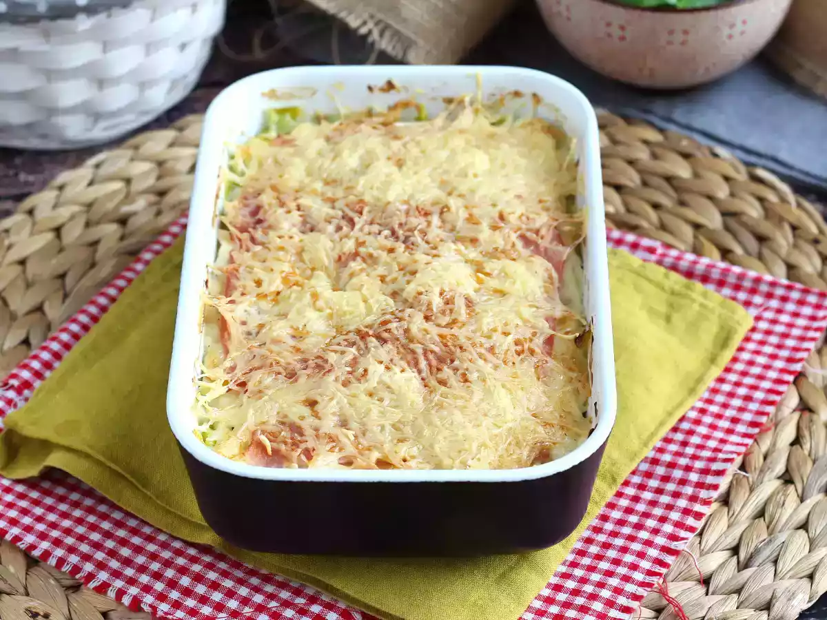 Gegratineerde prei met gekookte ham en kaas - foto 2
