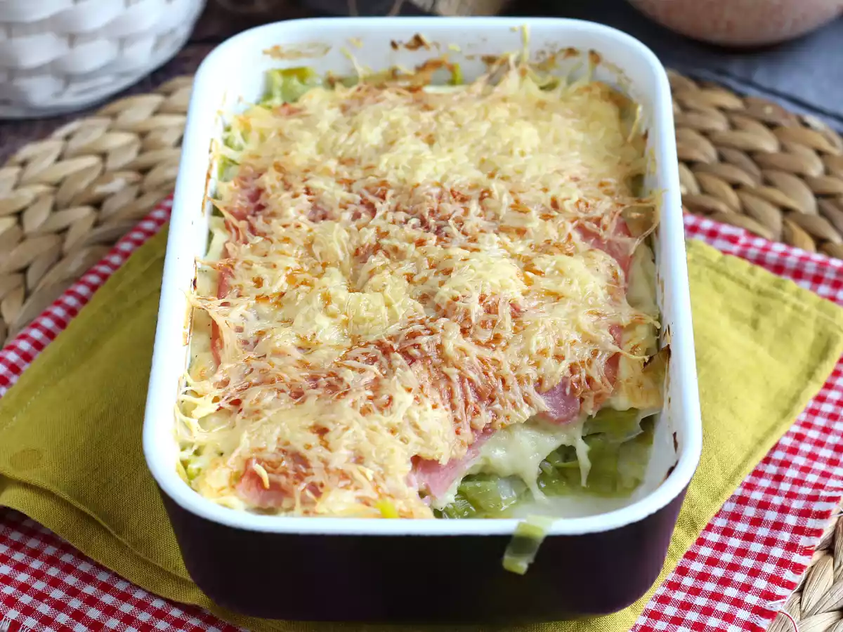 Gegratineerde prei met gekookte ham en kaas - foto 3