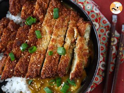 Gepaneerde aubergine met panko paneermeel, Japanse katsu curry maar dan vegetarisch - foto 3