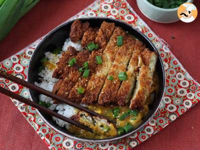 Gepaneerde aubergine met panko paneermeel, Japanse katsu curry maar dan vegetarisch - foto 7