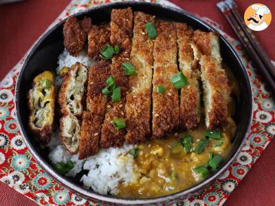 Gepaneerde aubergine met panko paneermeel, Japanse katsu curry maar dan vegetarisch - foto 8