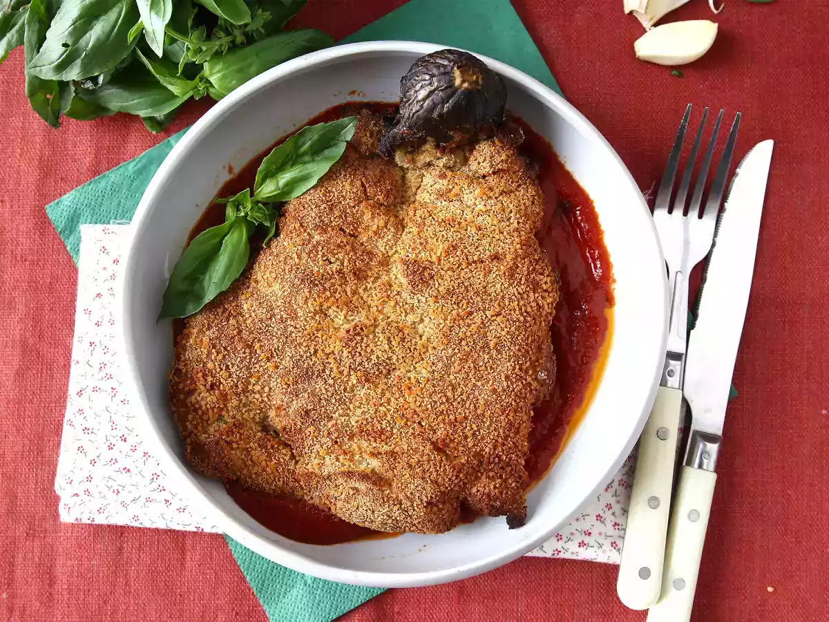 Gepaneerde aubergine Milanees maar dan vegetarisch - Air Fryer koken - foto 2