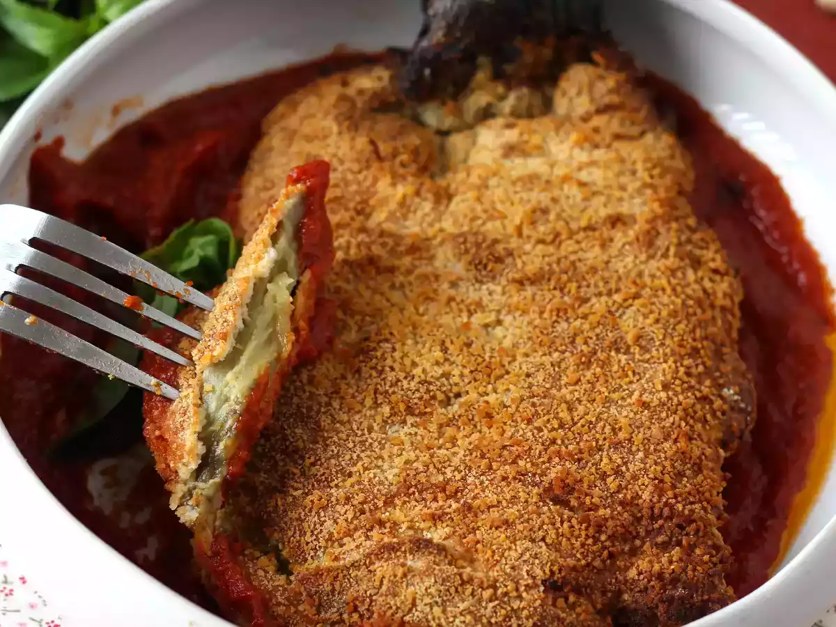 Gepaneerde aubergine Milanees maar dan vegetarisch - Air Fryer koken - foto 5