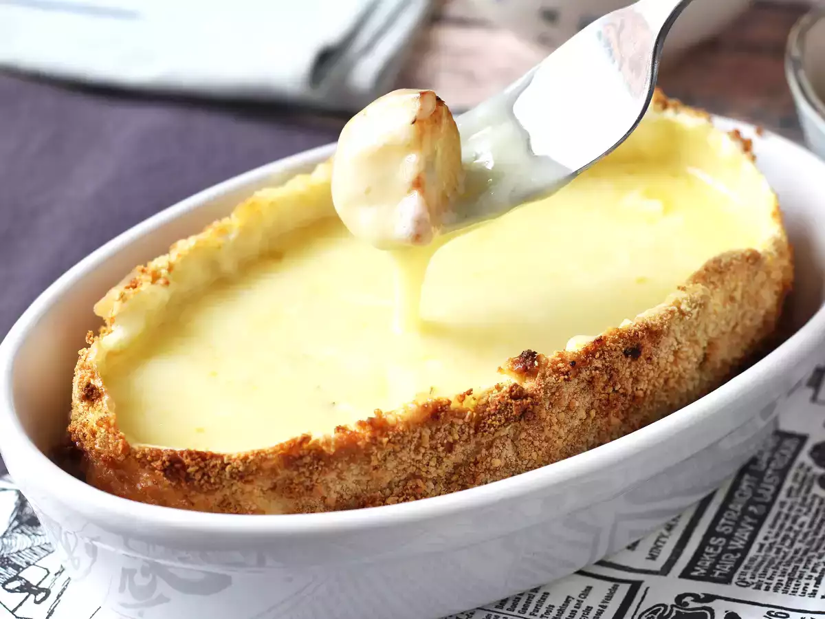 Gepaneerde caprice van de goden met airfryer-aardappeltjes