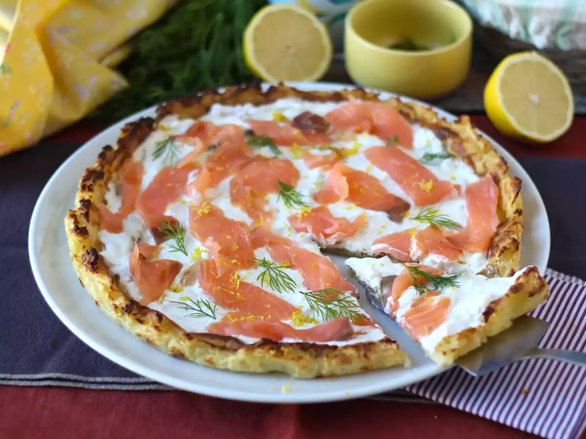 Gerookte zalmtaart met aardappelbodem - foto 5