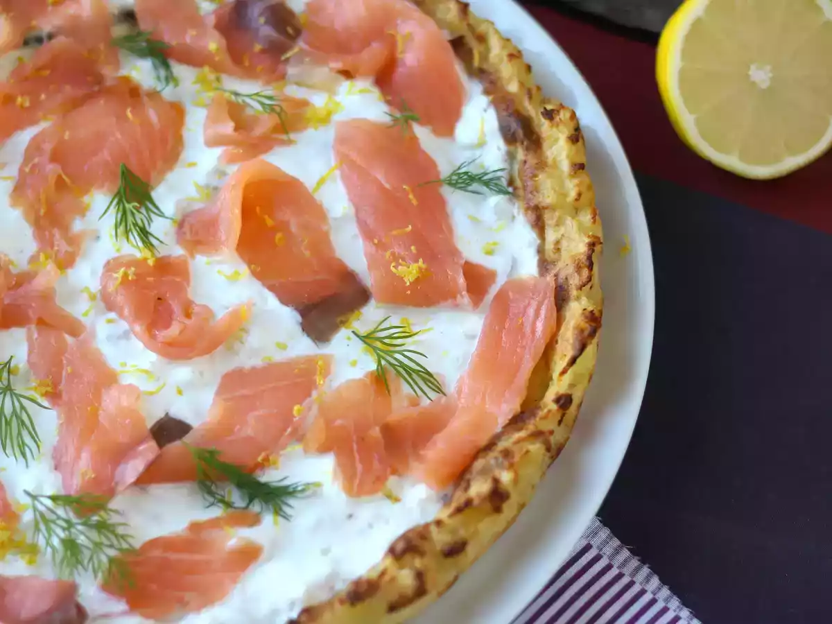 Gerookte zalmtaart met aardappelbodem - foto 6