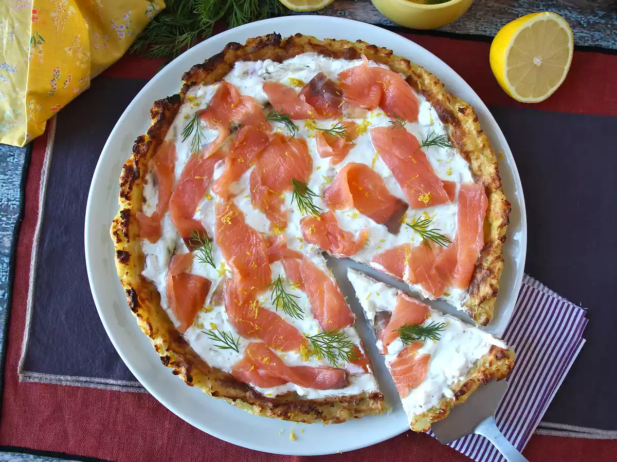 Gerookte zalmtaart met aardappelbodem - foto 7