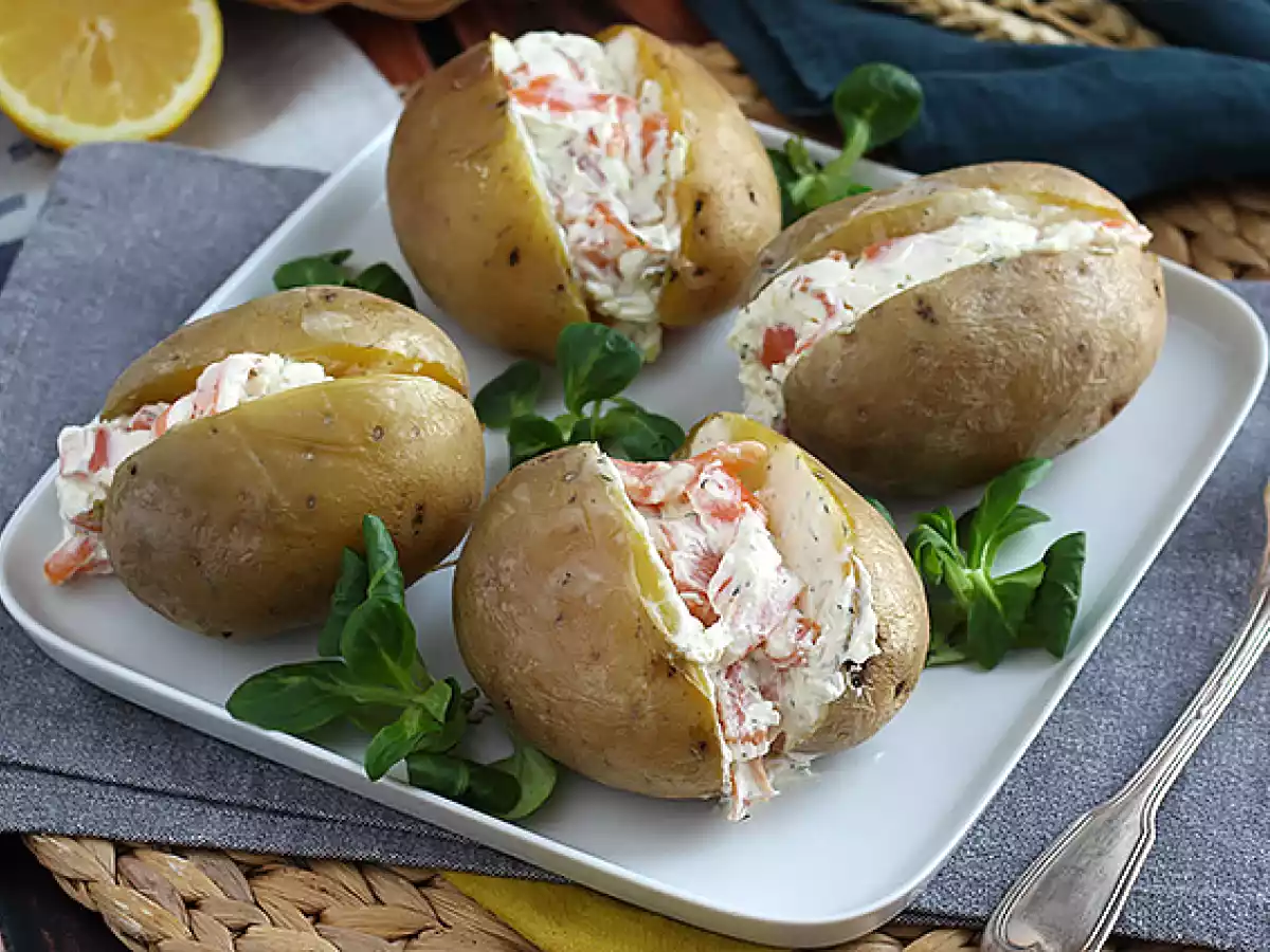Gevulde aardappelen met gerookte zalm en fromage frais - foto 2