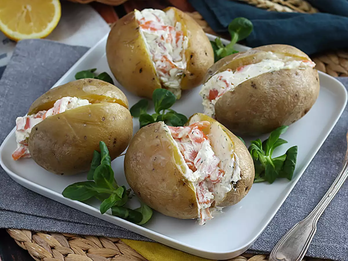 Gevulde aardappelen met gerookte zalm en roomkaas - foto 2