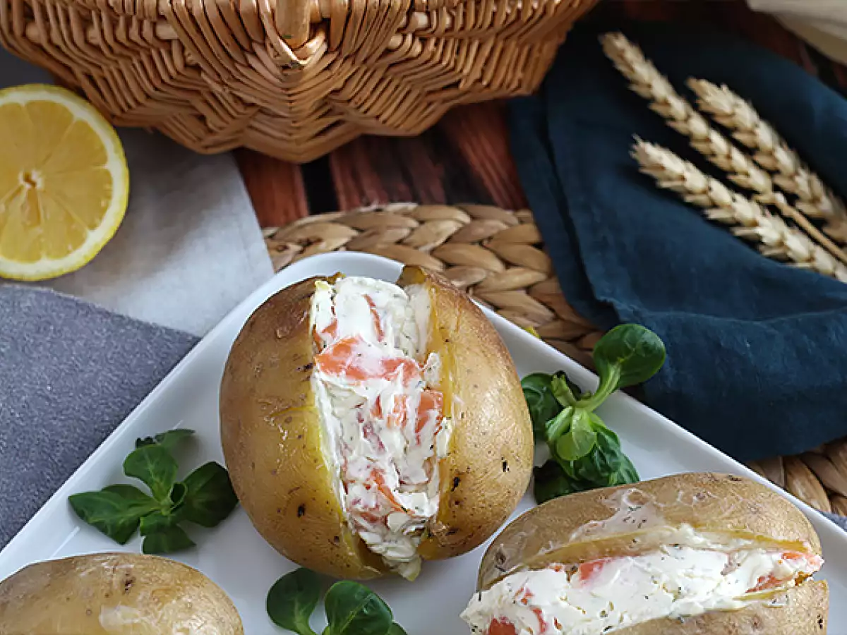 Gevulde aardappelen met gerookte zalm en roomkaas - foto 3