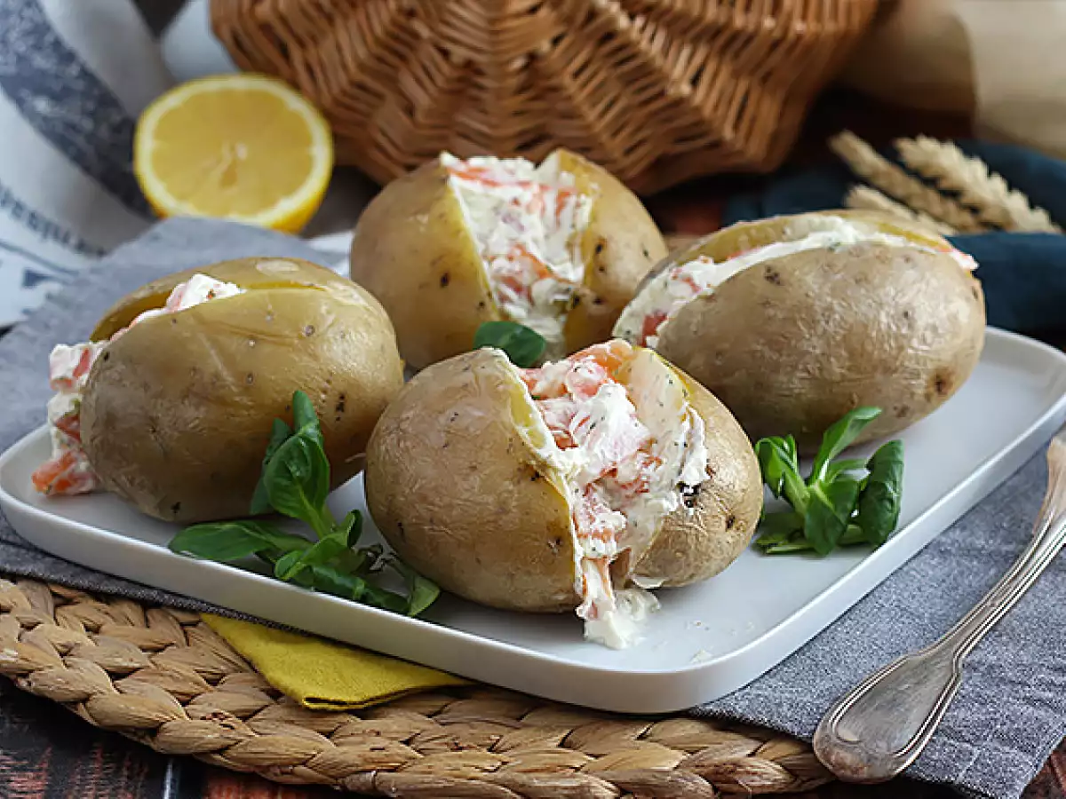 Gevulde aardappelen met gerookte zalm en roomkaas - foto 4