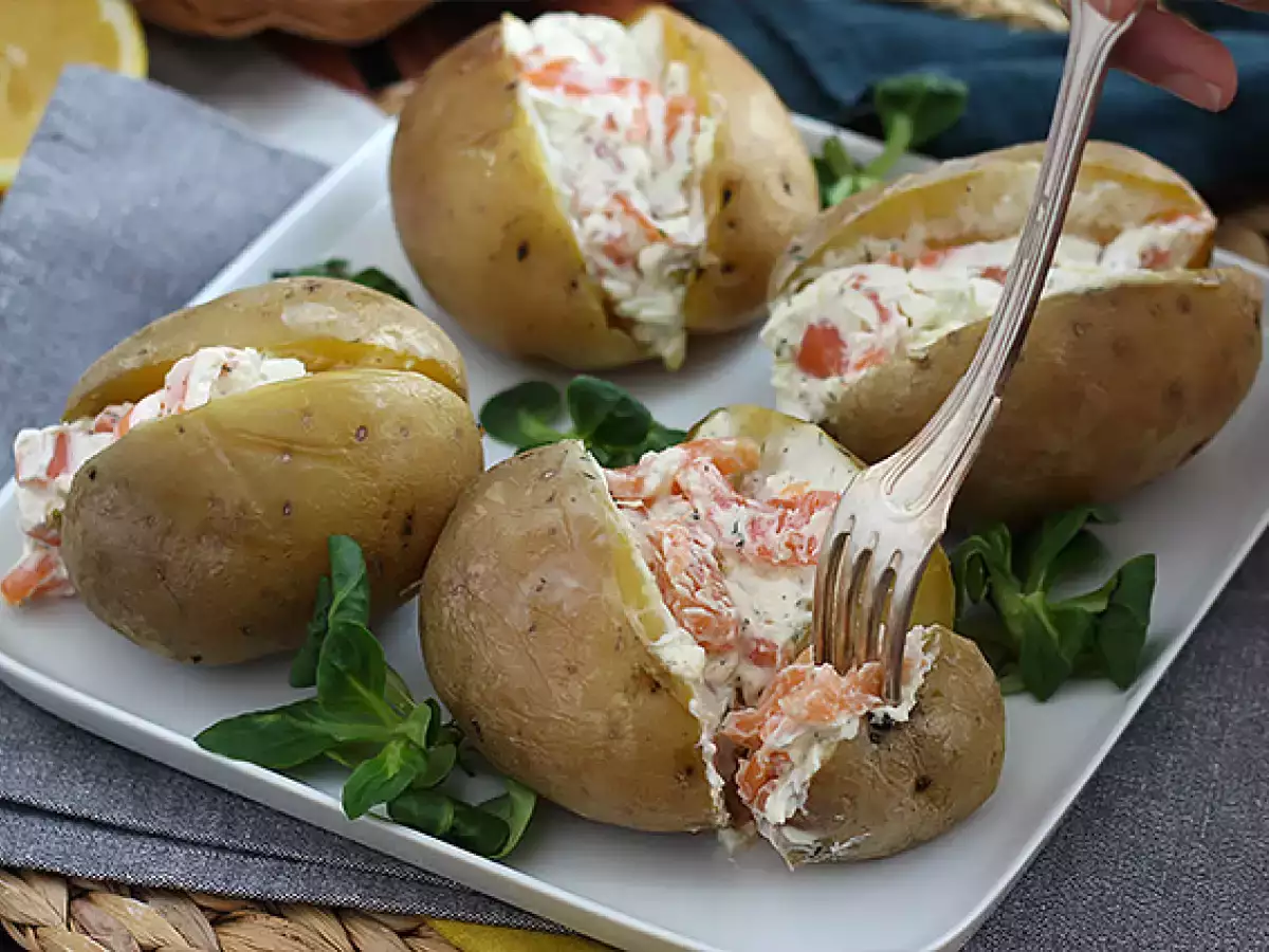 Gevulde aardappelen met gerookte zalm en roomkaas - foto 5