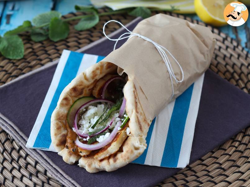 Gyros met halloumi, een vegetarische versie van het Griekse broodje!