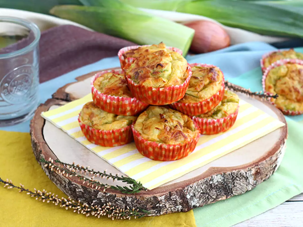 Hartige muffins met preifondue