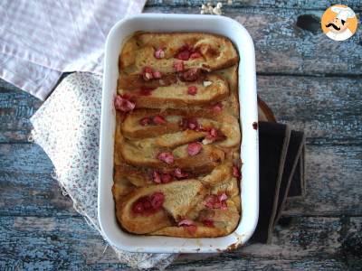 In de oven gebakken wentelteefjes met roze praliné topping, een ultra-gourmet recept - foto 2