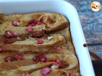 In de oven gebakken wentelteefjes met roze praliné topping, een ultra-gourmet recept - foto 3