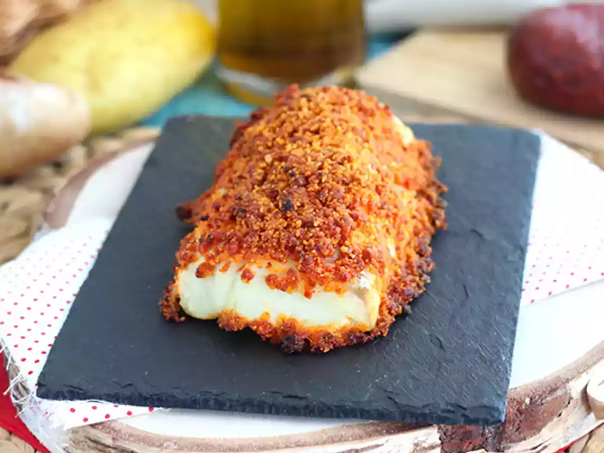 Kabeljauw in een chorizokorstje