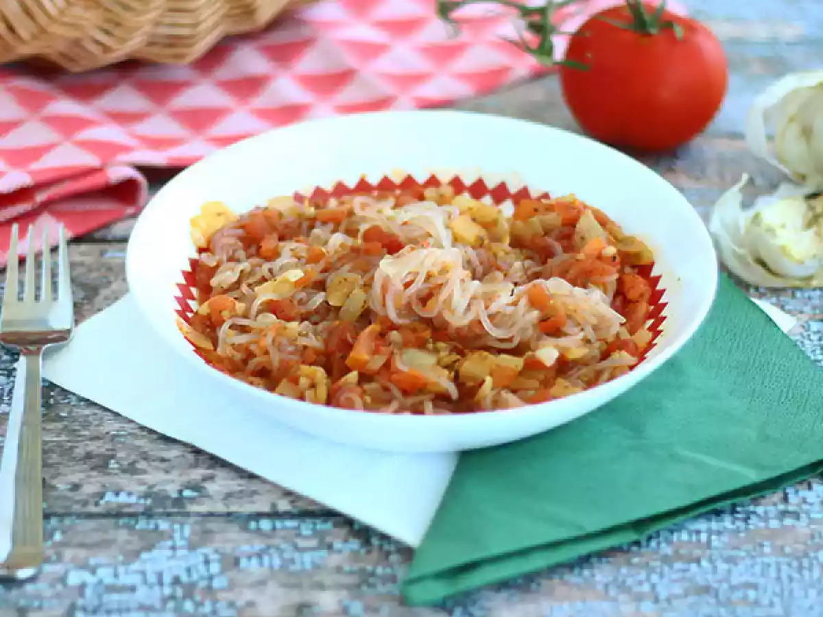 Konjac spaghetti Provençaalse stijl