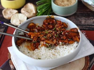 Koreaanse champignons - Shiitake champignons in gochujang saus