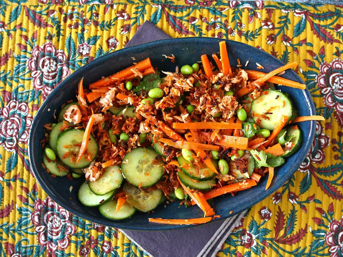 Krokante, pittige zalm krokante rijstsalade! - foto 6