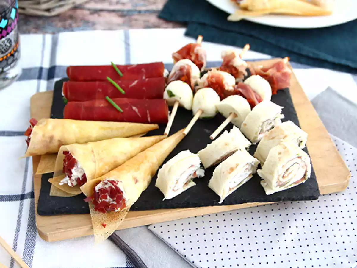 Kwartet van gedroogd vlees aperitief