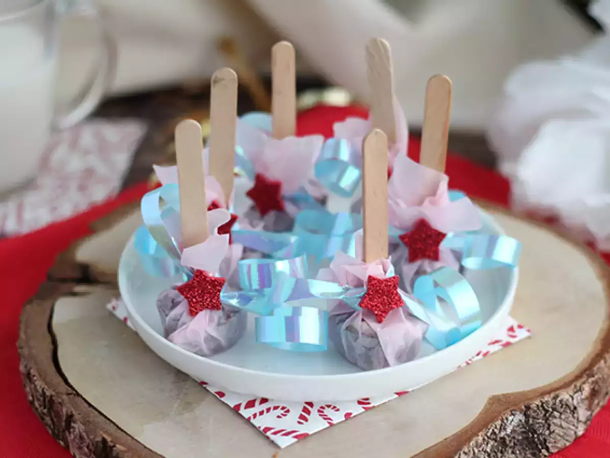Lolly's voor warme chocolademelk: pure chocolade en geroosterde hazelnoten