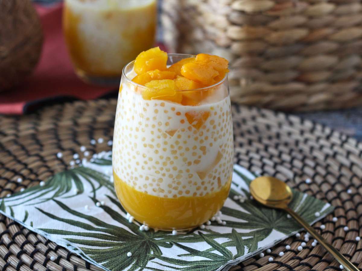 Mango sago, het Aziatische dessert met tapioca en mango dat verovert door zijn eenvoud.