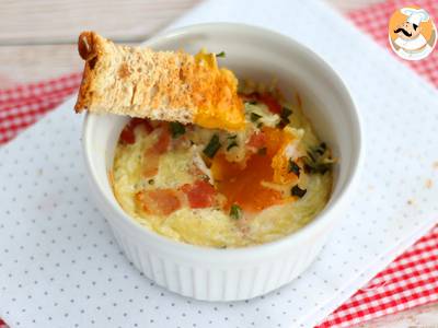 Oeufs cocotte met spek en bieslook, een snel recept - foto 2