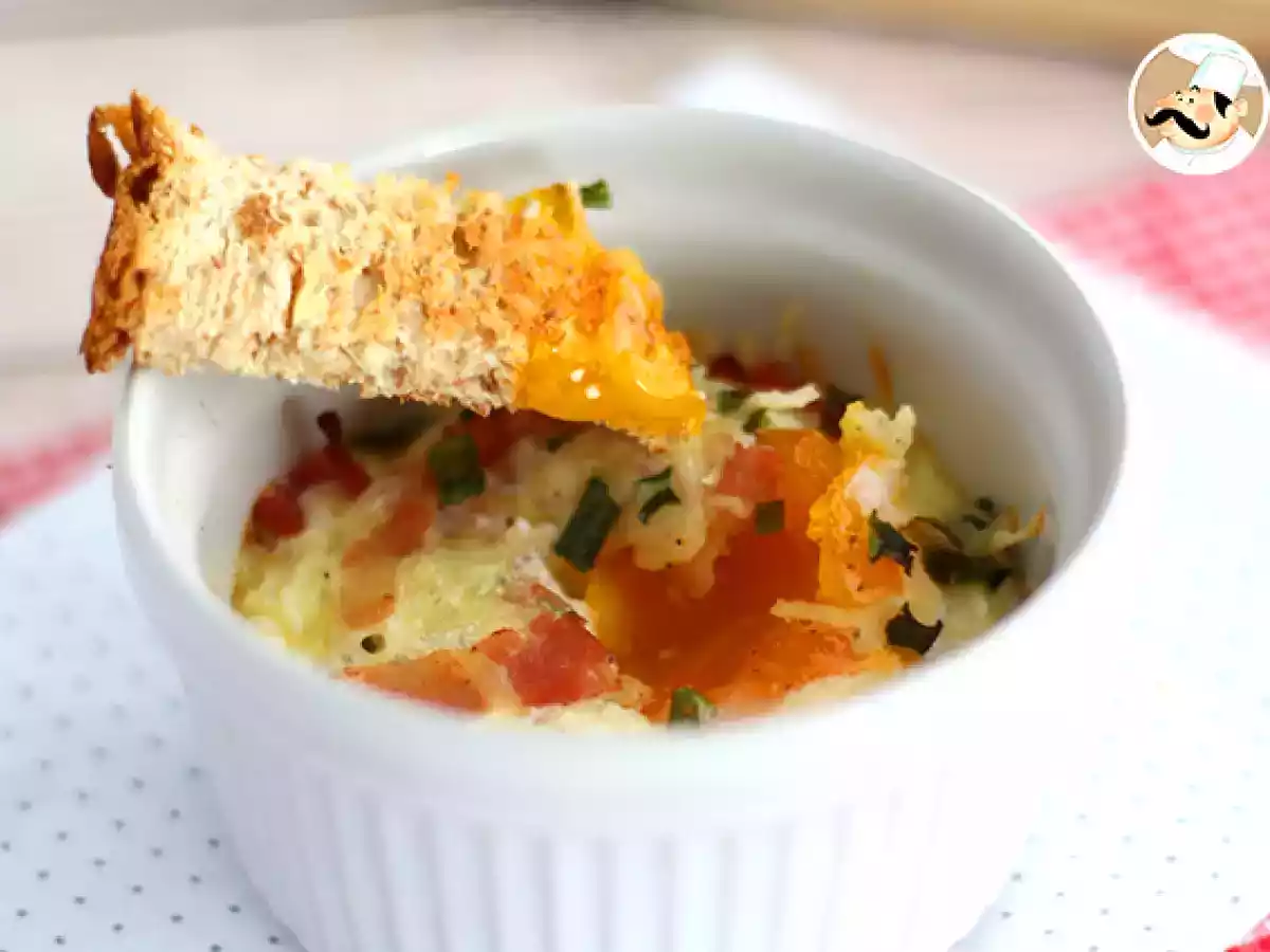 Oeufs cocotte met spek en bieslook, een snelle en makkelijke recept - foto 4