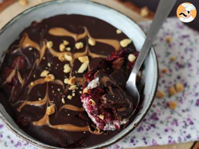 Overnight oats, rood fruit en chocolade, een gezond en stevig ontbijt! - foto 2